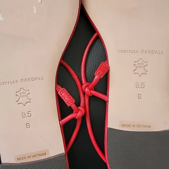 NEW Loeffler Randall Bright Red Knot-Strap Flat Sandals Size 9.5 - Picture 6 of 8